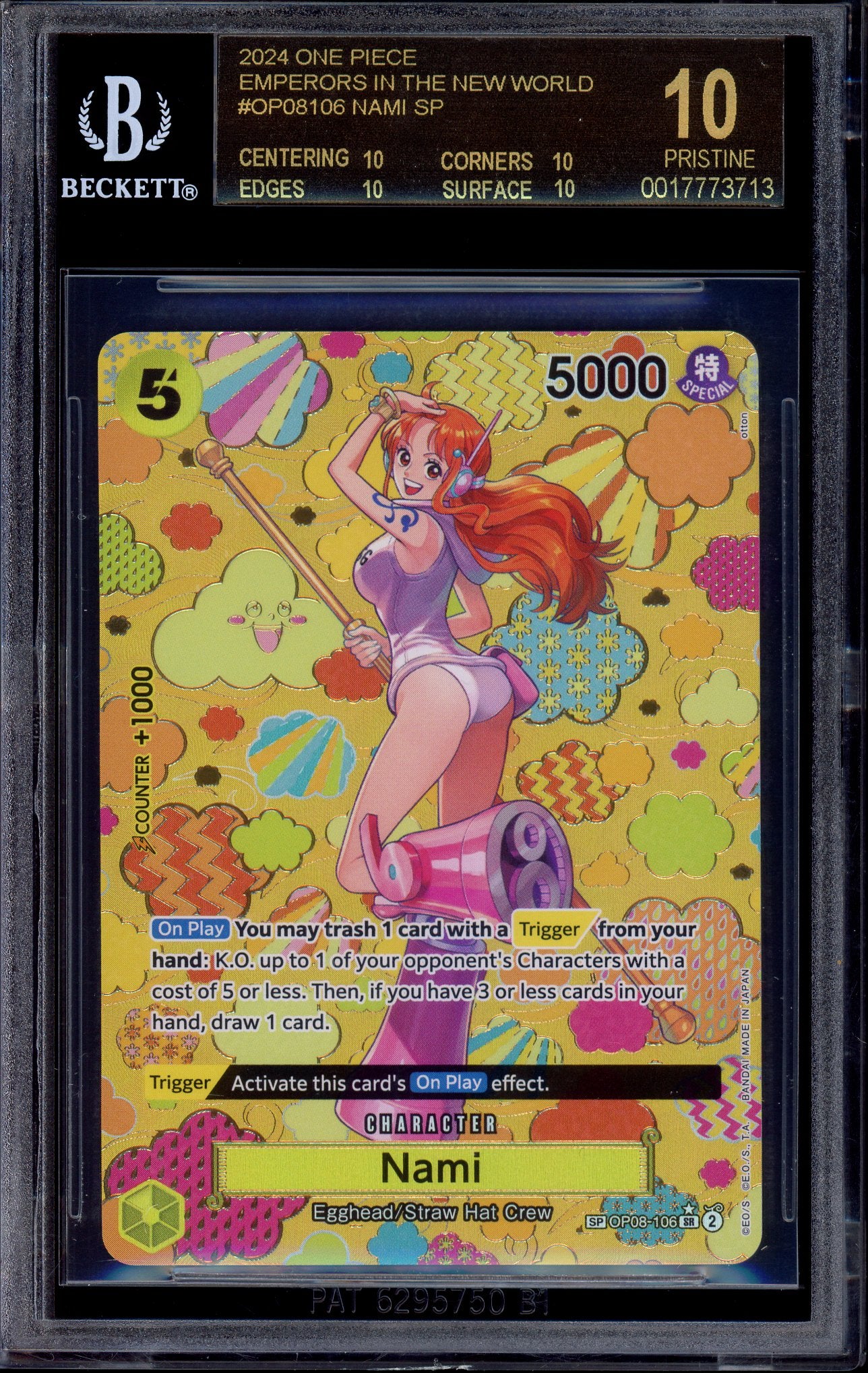 2024 One PIece OP09 Special Alternate Art Nami #106 BGS 10 BLACK LABEL