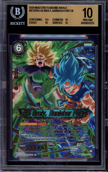 2026 Dragon Ball Super Masters Concept Rare SS Broly, Banisher Fury #BT29-145 BGS 10 PRISTINE