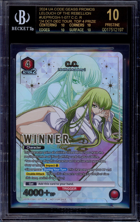 2024 Union Arena Code Geass Winner Card C.C. UEPR/CGH-1-077 BGS 10 PRISTINE BLACK LABEL