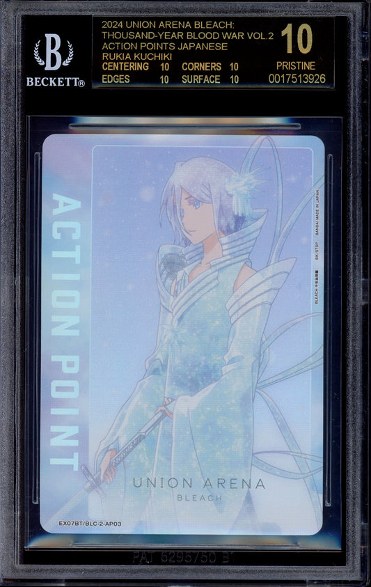 2024 Union Arena Japanese Bleach Vol.2 Action Point Rukia Kuchiki EX07BT/BLC-2-AP03 BGS 10 PRISTINE BLACK LABEL