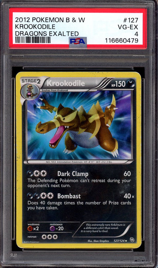 2012 Pokémon Black & White Dragons Exalted Krookodile #127 PSA 4 VG-EX
