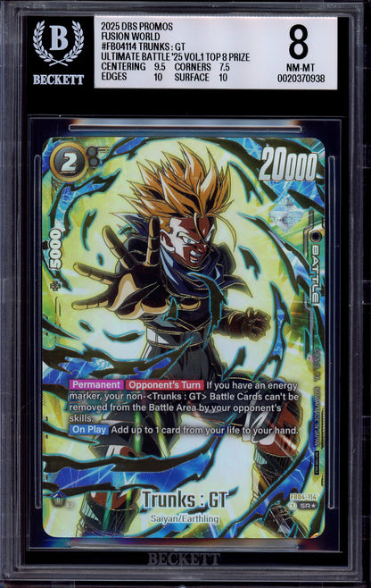 2025 Dragon Ball Super Fusion World Volume 1 Top Prize Trunks GT #FB04-114 BGS 8 NM-MT