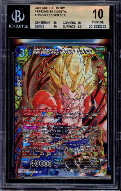 2023 Dragon Ball Super Critical Blow SS Gogeta, Fusion Reborn SCR #BT22-140 BGS 10 PRISTINE