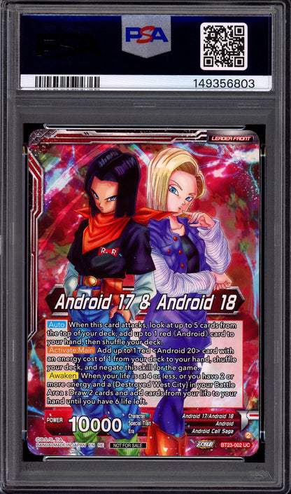 2024 Dragon Ball Super Masters Worlds Zenkai 06 Leader Set Android 17 & Android 18, Future Evil #BT23-002 PSA 10 GEM MINT