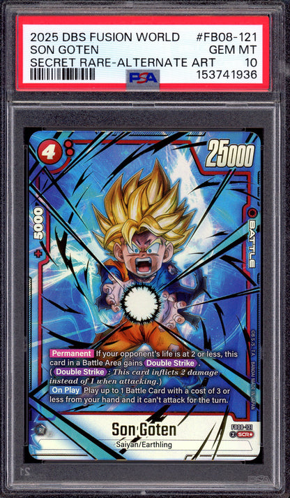 2025 Dragon Ball Super Fusion World Secret Rare Alternate Art Son Goten #FB08-121 PSA 10 GEM MINT