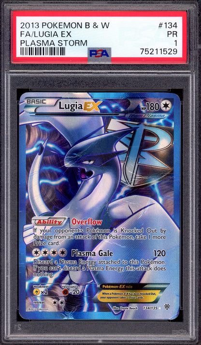 2013 Pokémon Black & White Plasma Storm Full Art Lugia EX #134 PSA 1 POOR