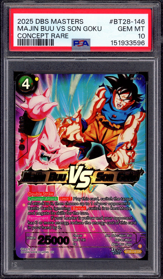 2025 Dragon Ball Super Masters Concept Rare Majin Buu VS Son Goku #BT28-146 PSA 10 GEM MINT