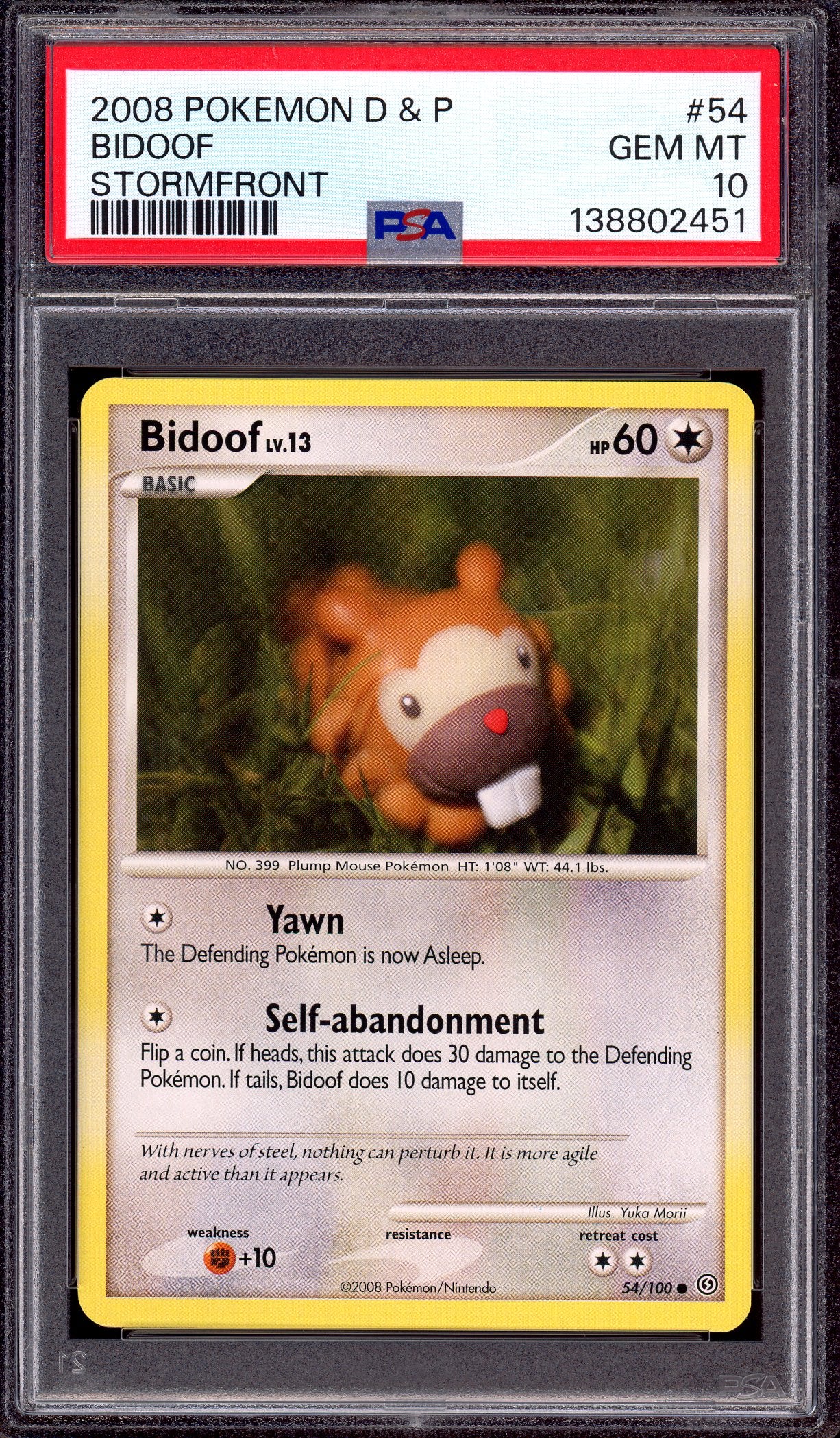 2008 Pokémon Diamond & Pearl Stormfront Bidoof #54 PSA 10 GEM MINT