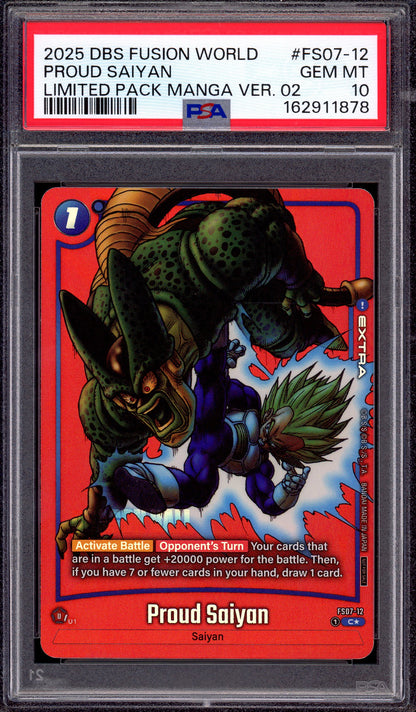 2025 Dragon Ball Super Fusion World Limited Pack Manga Version 02 Proud Saiyan #FS07-12 PSA 10 GEM MINT