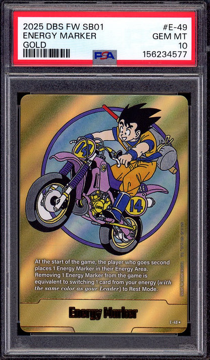 2025 Dragon Ball Super Fusion World Manga Booster 01 Energy Marker Gold #E-49 PSA 10 GEM MINT