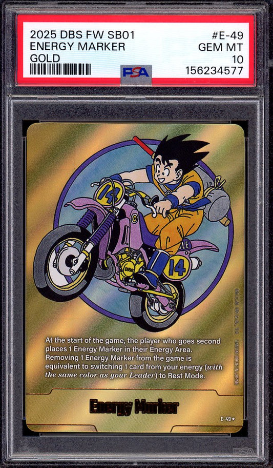 2025 Dragon Ball Super Fusion World Manga Booster 01 Energy Marker Gold #E-49 PSA 10 GEM MINT