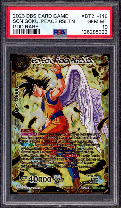 2023 Dragon Ball Super Wild Resurgence God Rare Son Goku Peace Resolution GDR PSA 10 GEM MINT