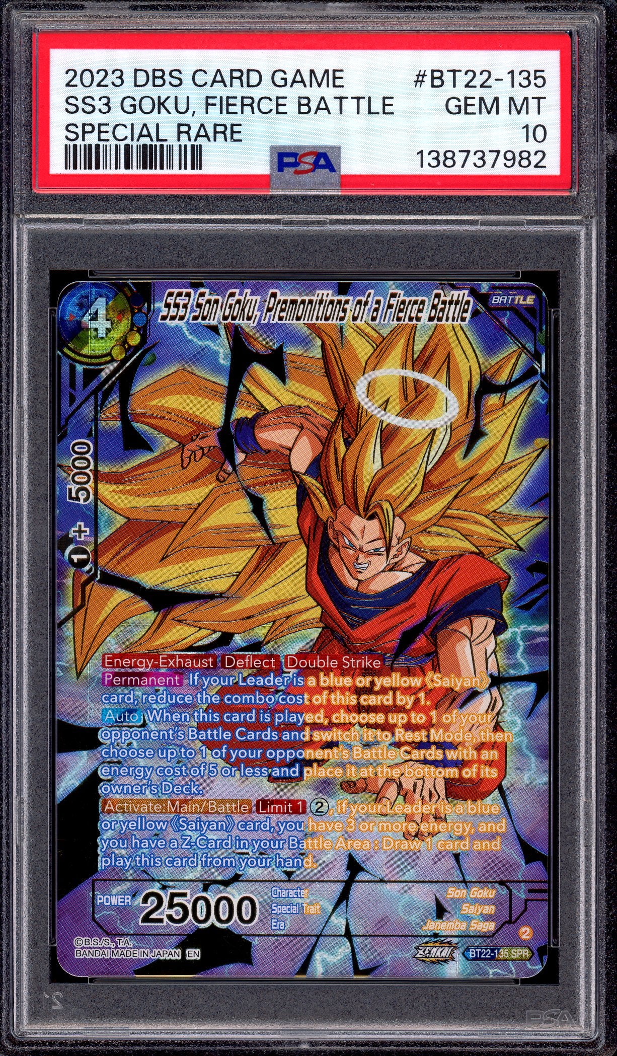 2023 Dragon Ball Super SS3 Son Goku, Premonitions of a Fierce Battle SPR #BT22-135 PSA 10 GEM MINT