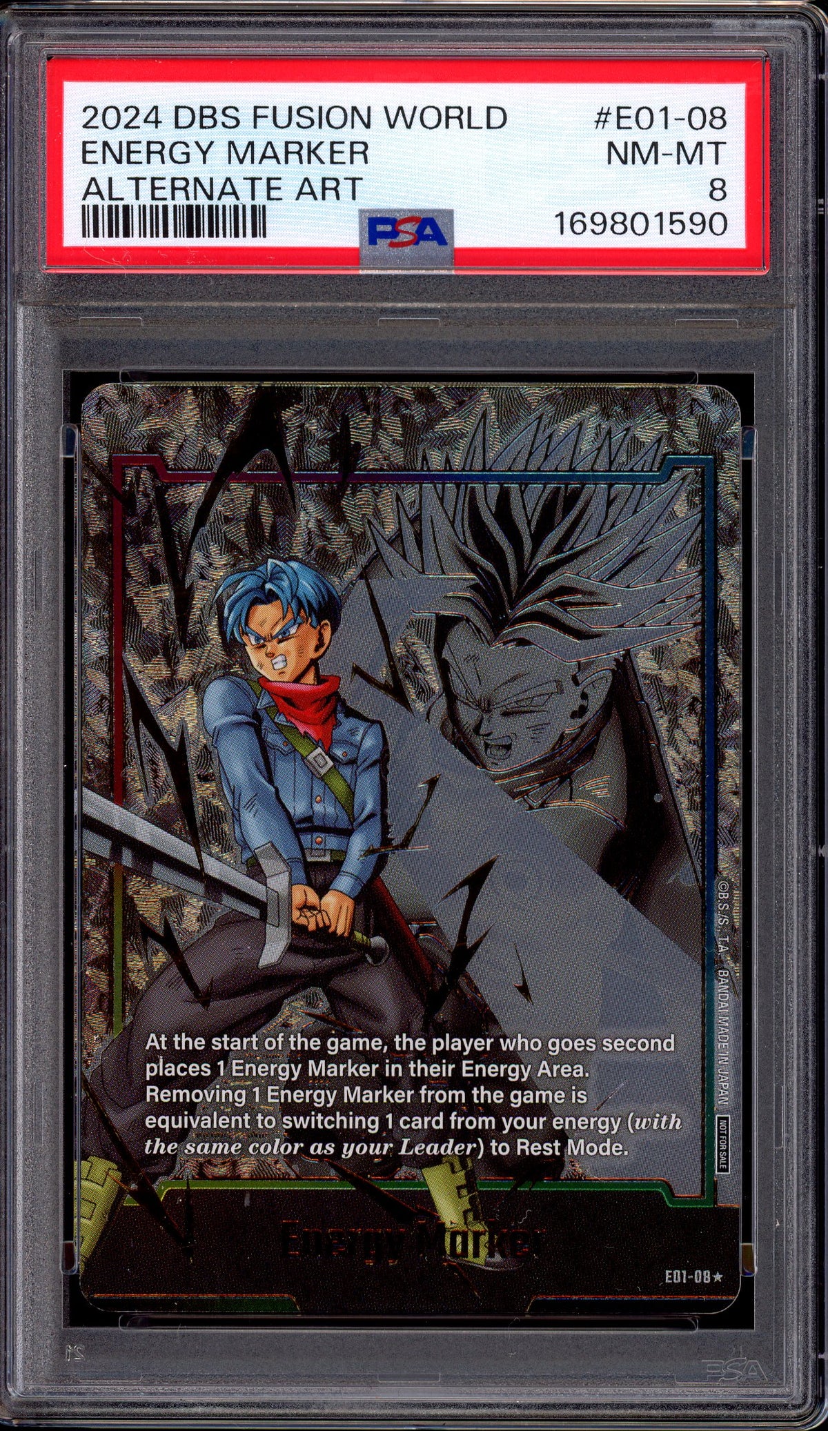 2024 Dragon Ball Super Fusion World Alternate Art Trunks Energy Marker #E01-08 PSA 8 NM-MT