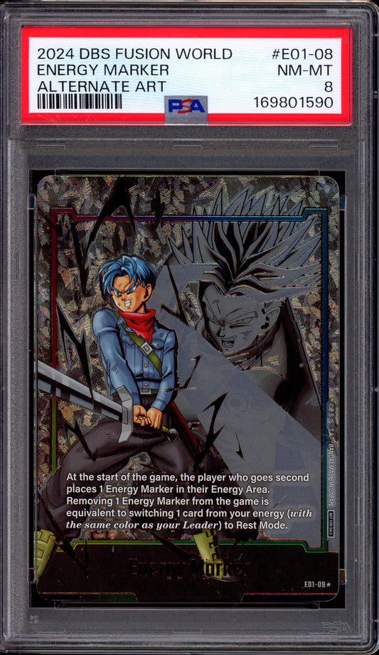 2024 Dragon Ball Super Fusion World Alternate Art Trunks Energy Marker #E01-08 PSA 8 NM-MT
