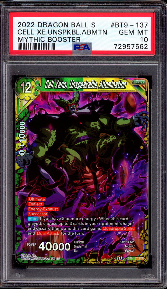 2022 Dragon Ball Super Mythic Booster Cell Xeno, Unspeakable Abomination #BT0-137 PSA 10 GEM MINT