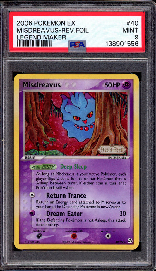 2006 Pokémon EX Legend Maker Misdreavus Reverse Foil #40 PSA 9 MINT