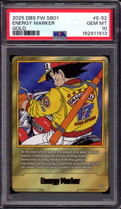 2025 Dragon Ball Super Fusion World Manga Booster 01 Gold Energy Marker #E-52 PSA 10 GEM MINT