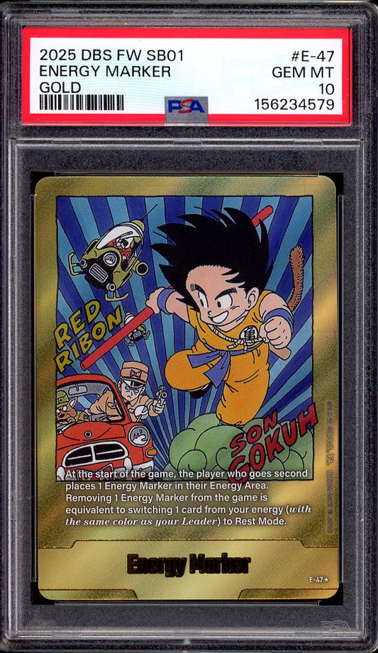 2025 Dragon Ball Super Fusion World Manga Booster 01 Energy Marker Gold #E-47 PSA 10 GEM MINT