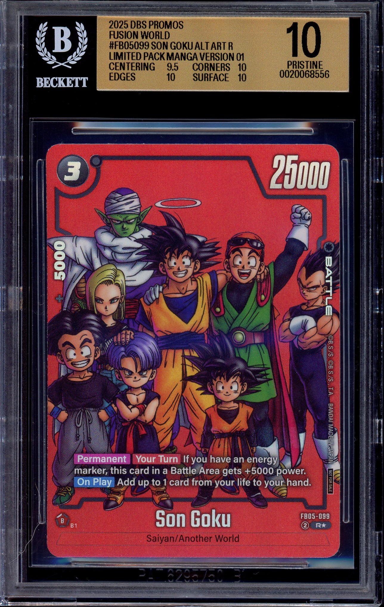 2025 Dragon Ball Super Fusion World Limited Pack Manga Version 01 Son Goku #FB05-099 BGS 10 PRISTINE