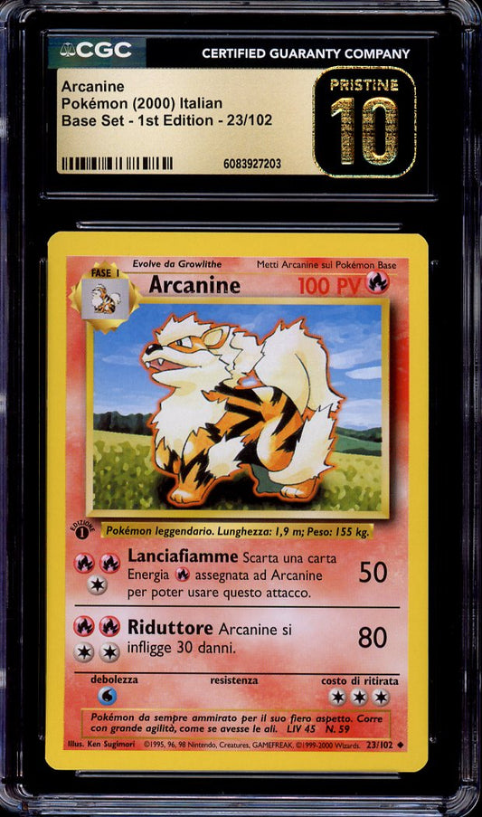 2000 Pokémon Game Italian 1st Edition Arcanine #23 CGC 10 PRISTINE
