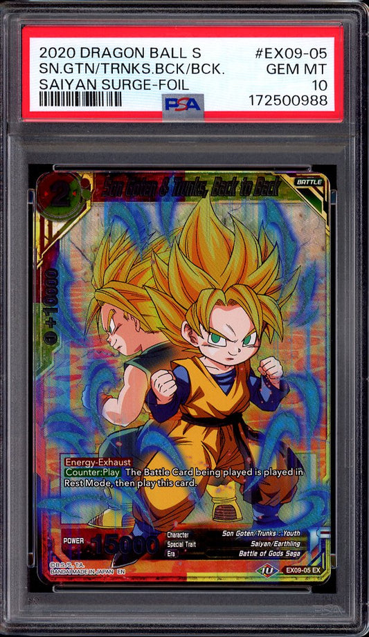 2020 Dragon Ball Super Saiyan Surge Foil Son Goten & Trunks, Back to Back #EX09-05 PSA 10 GEM MINT