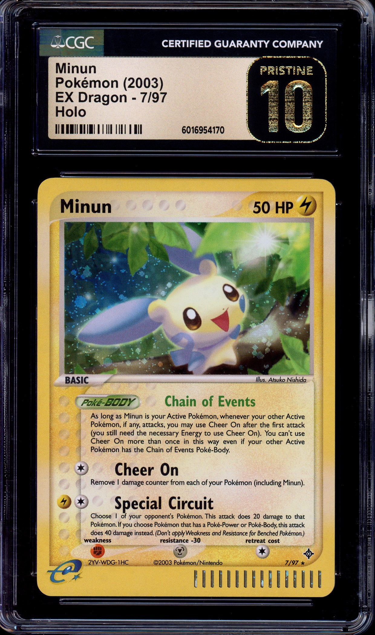 2003 Pokémon EX Dragon Minun-Holo #7 CGC 10 PRISTINE