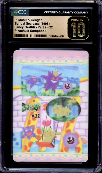 1999 Pokémon Pocket Monsters Sealdass Fancy Graffiti Pikachu & Others #22 CGC 10 PRISTINE