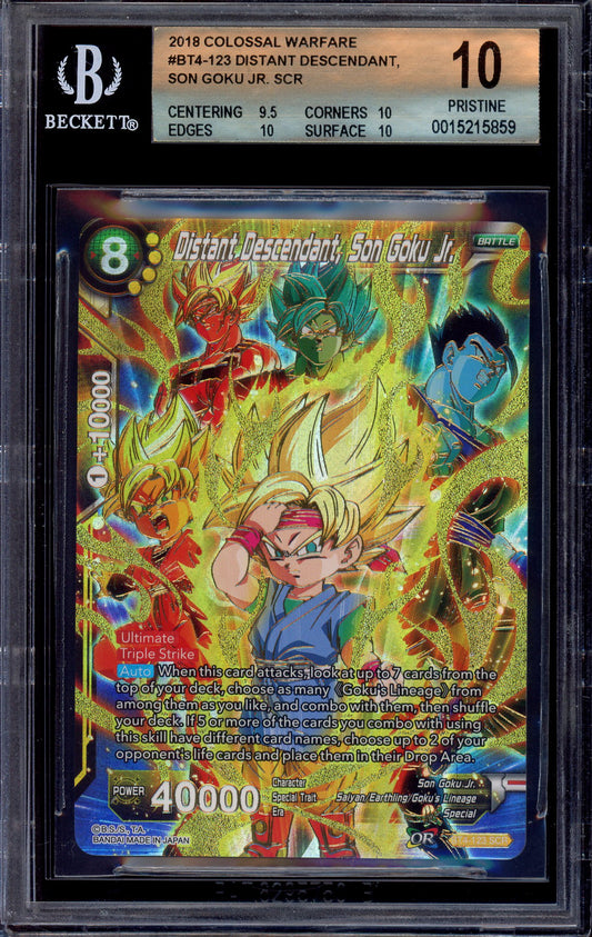 2018 Dragon Ball Super Distant Descendant, Son Goku Jr SCR #BT4-123 BGS 10 PRISTINE