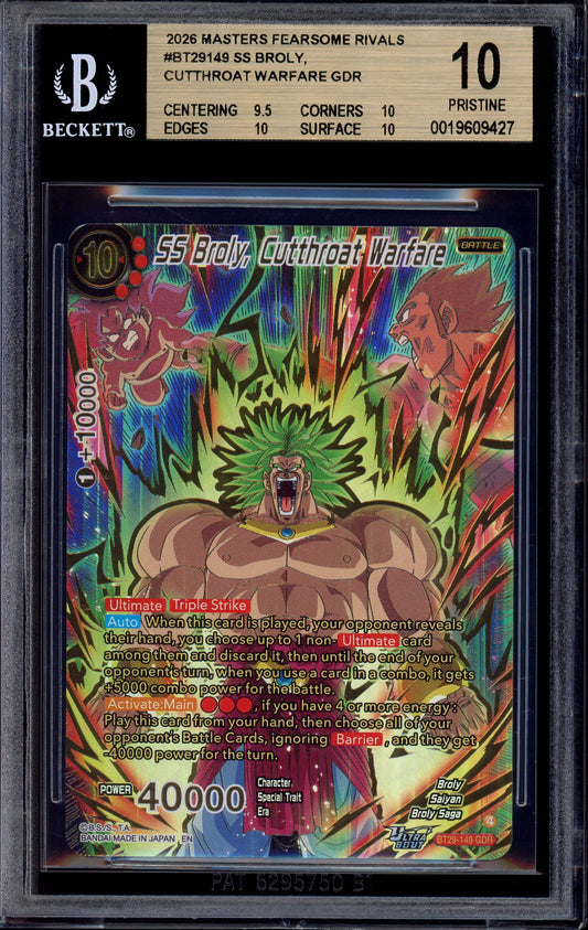 2026 Dragon Ball Super Masters SS Broly, Cutthroat Warfare God Rare #BT29-149 BGS 10 PRISTINE