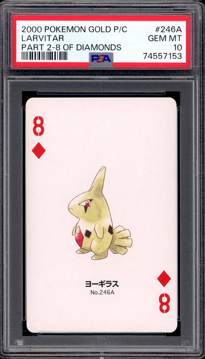 2000 Pokémon Gold Playing Cards Part 2 8 of Diamonds Larvitar #246A PSA 10 GEM MINT