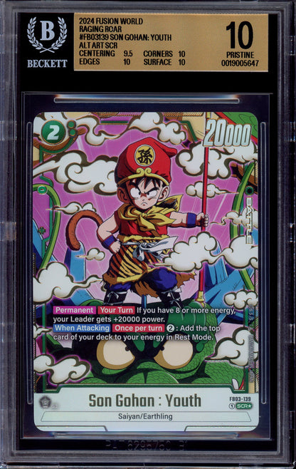 2024 Dragon Ball Super Fusion World Secret Rare Alternate Art Son Gohan Youth #FB03-139 BGS 10 PRISTINE