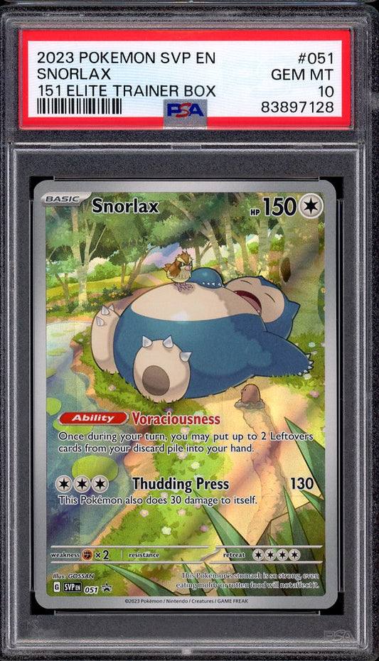 2023 Pokémon SVP 151 Elite Trainer Box Snorlax #51 PSA 10 GEM MINT