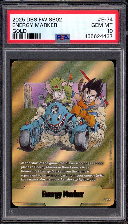 2025 Dragon Ball Super Fusion World Manga Booster 02 Energy Marker Gold #E-74 PSA 10 GEM MINT