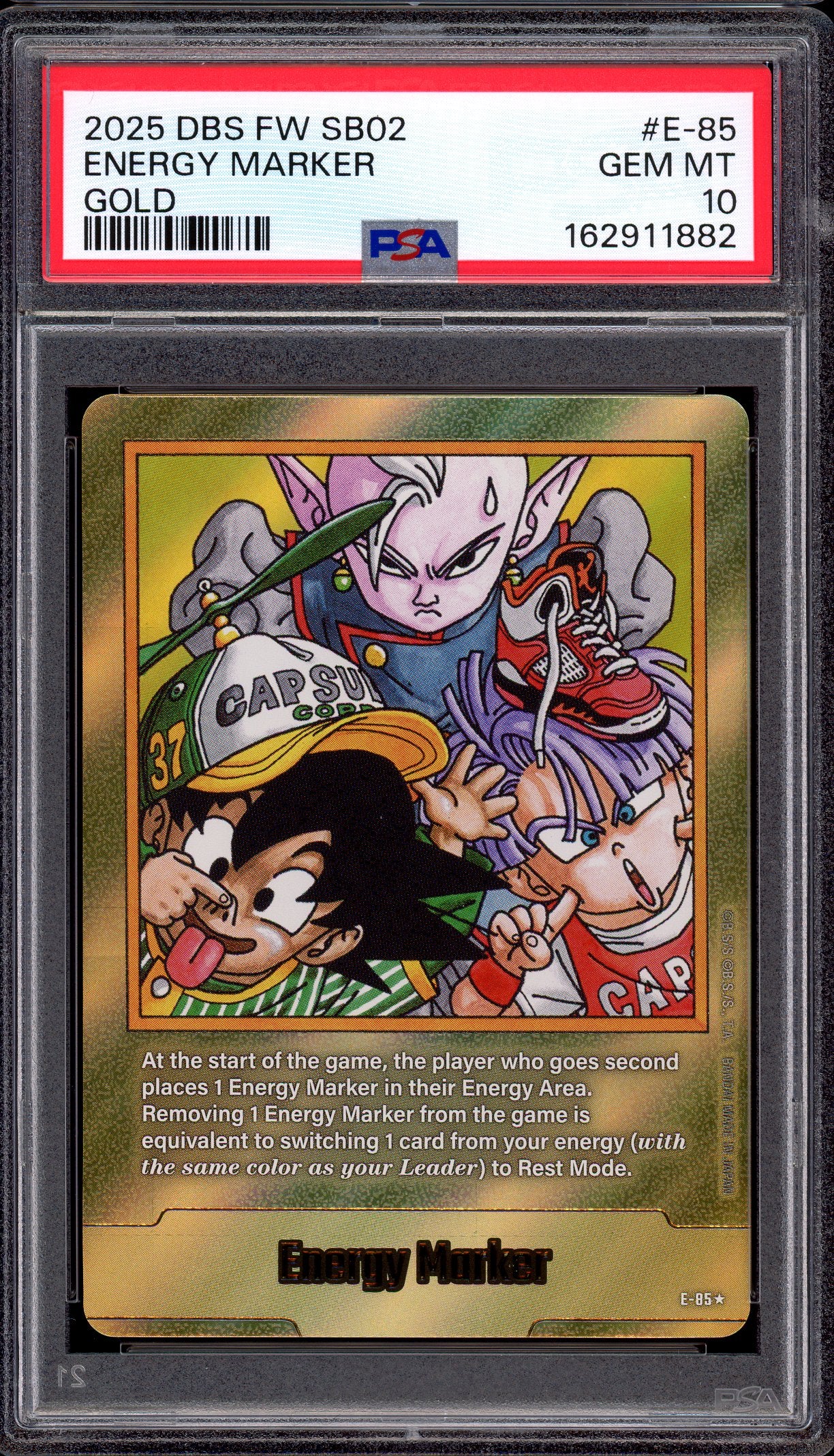 2025 Dragon Ball Super Fusion World Manga Booster 02 Gold Energy Marker #E-85 PSA 10 GEM MINT
