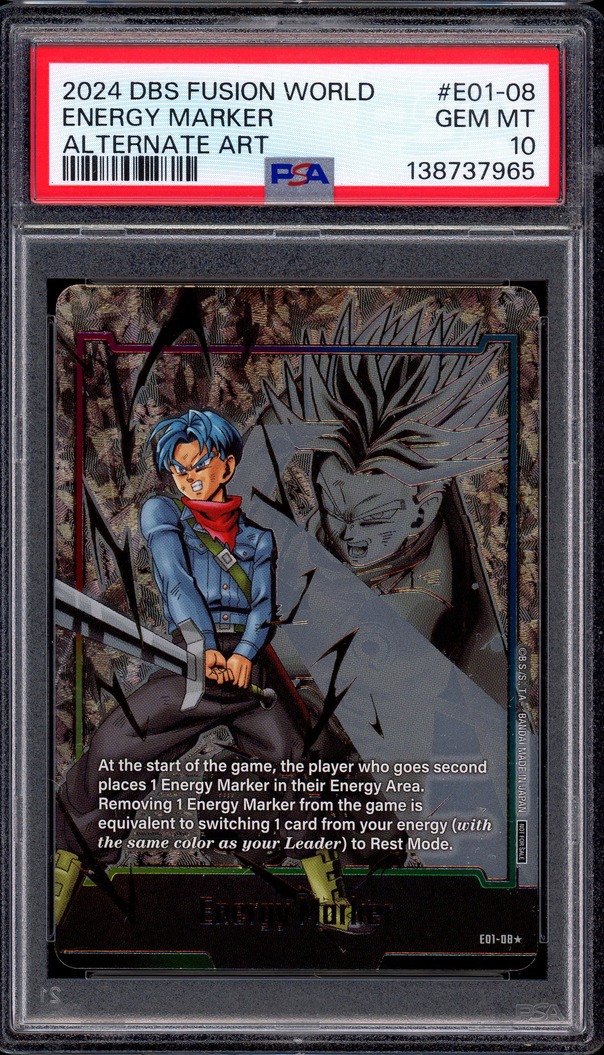 2024 Dragon Ball Super Fusion World Alternate Art Energy Marker Trunks #E01-08 PSA 10 GEM MINT