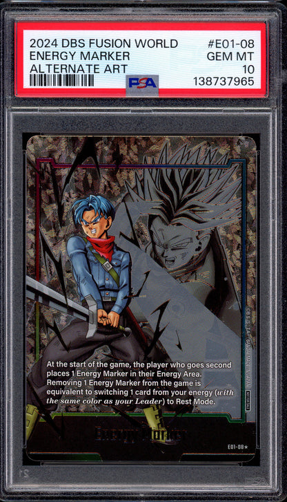 2024 Dragon Ball Super Fusion World Alternate Art Energy Marker Trunks #E01-08 PSA 10 GEM MINT