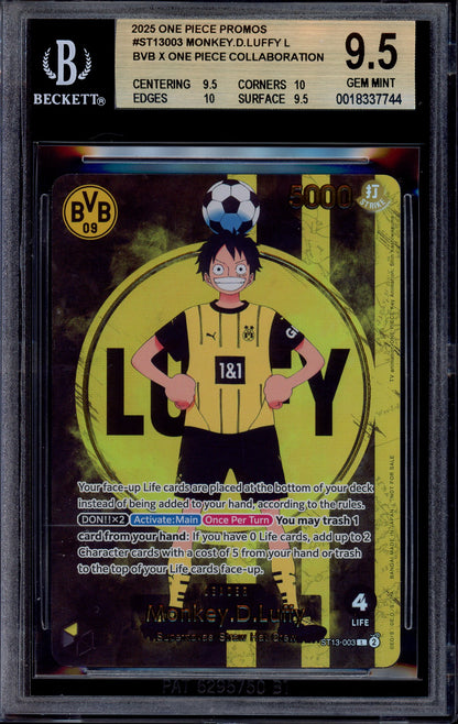 2025 One Piece BVB X One Piece Match Day Dortmund Monkey D Luffy #3 BGS 9.5 GEM MINT