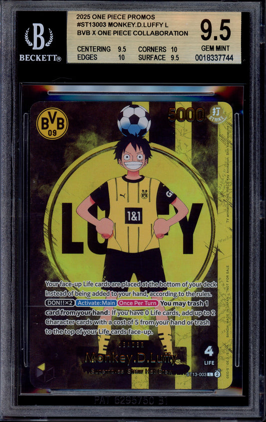 2025 One Piece BVB X One Piece Match Day Dortmund Monkey D Luffy #3 BGS 9.5 GEM MINT