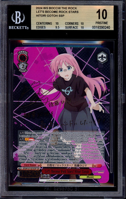 2024 Weiss Schwarz Bocchi the Rock! Lets Become Rock Stars! Hitori Gotoh SSP Signature BGS 10 PRISTINE