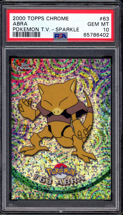 2000 Topps Chrome Pokémon TV Sparkle Abra #63 PSA 10 GEM MINT