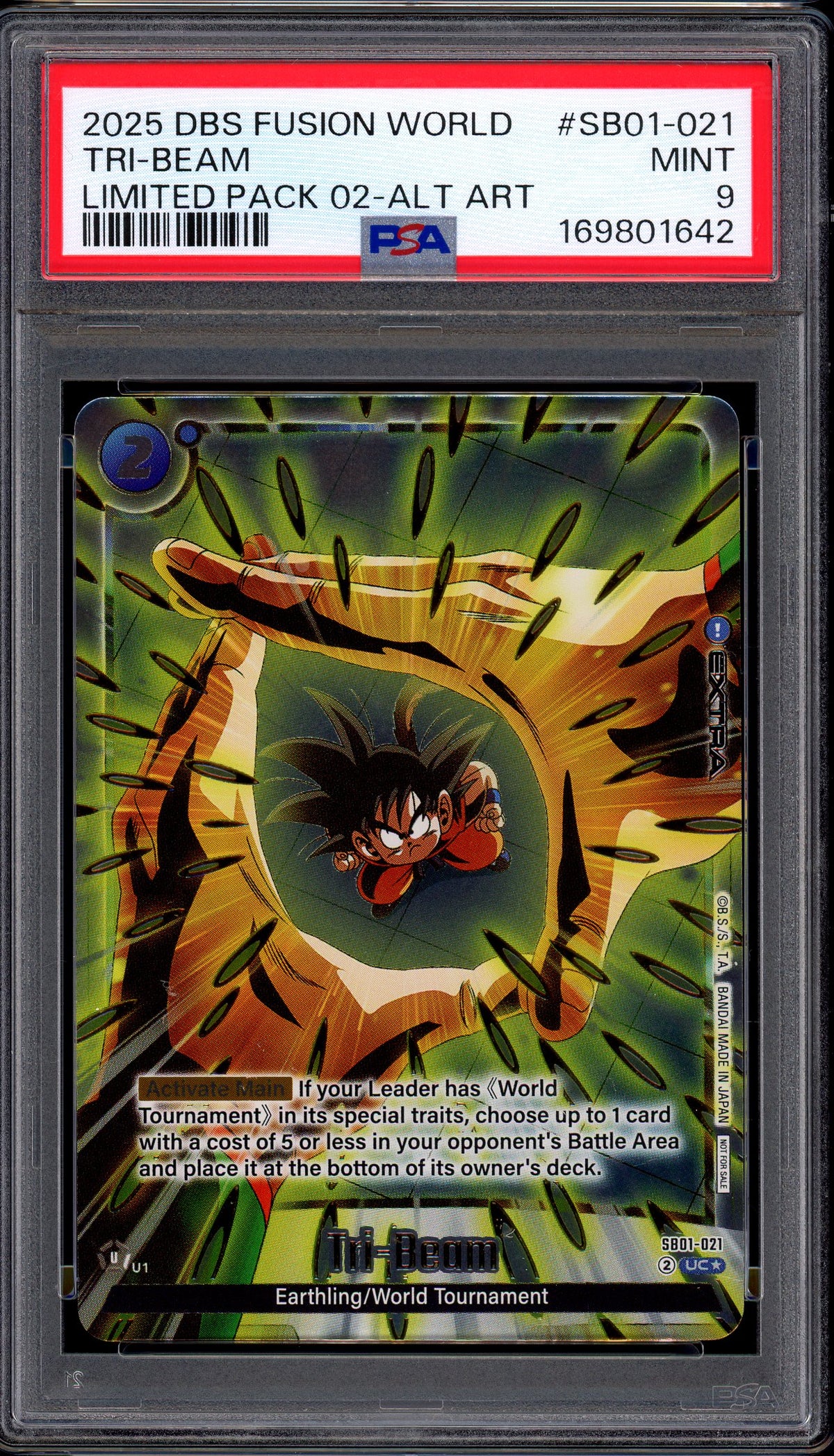 2025 Dragon Ball Super Fusion World Limited-Pack 02 Alternate Art Tri-Beam #SB01-021 PSA 9 MINT