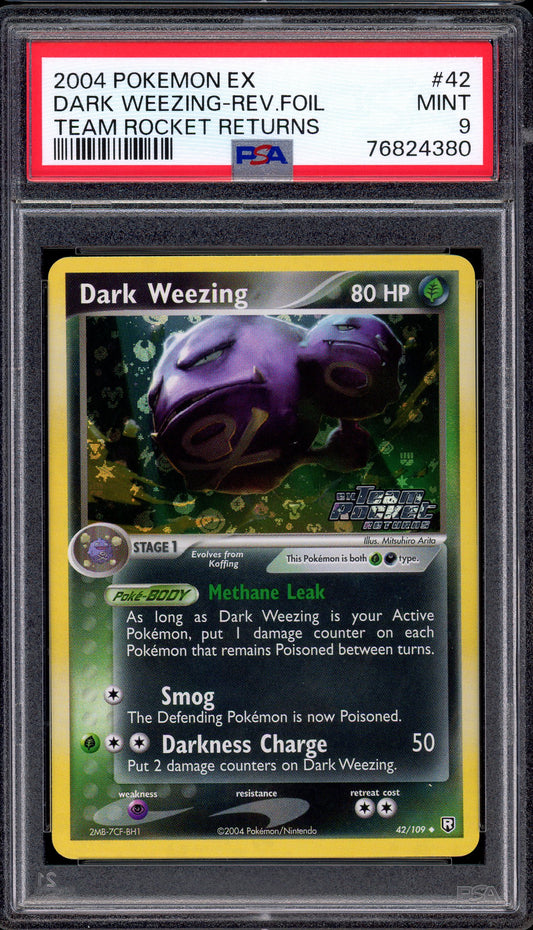 2004 Pokémon EX Team Rocket Returns Dark Weezing Reverse Holo #42 PSA 9 MINT