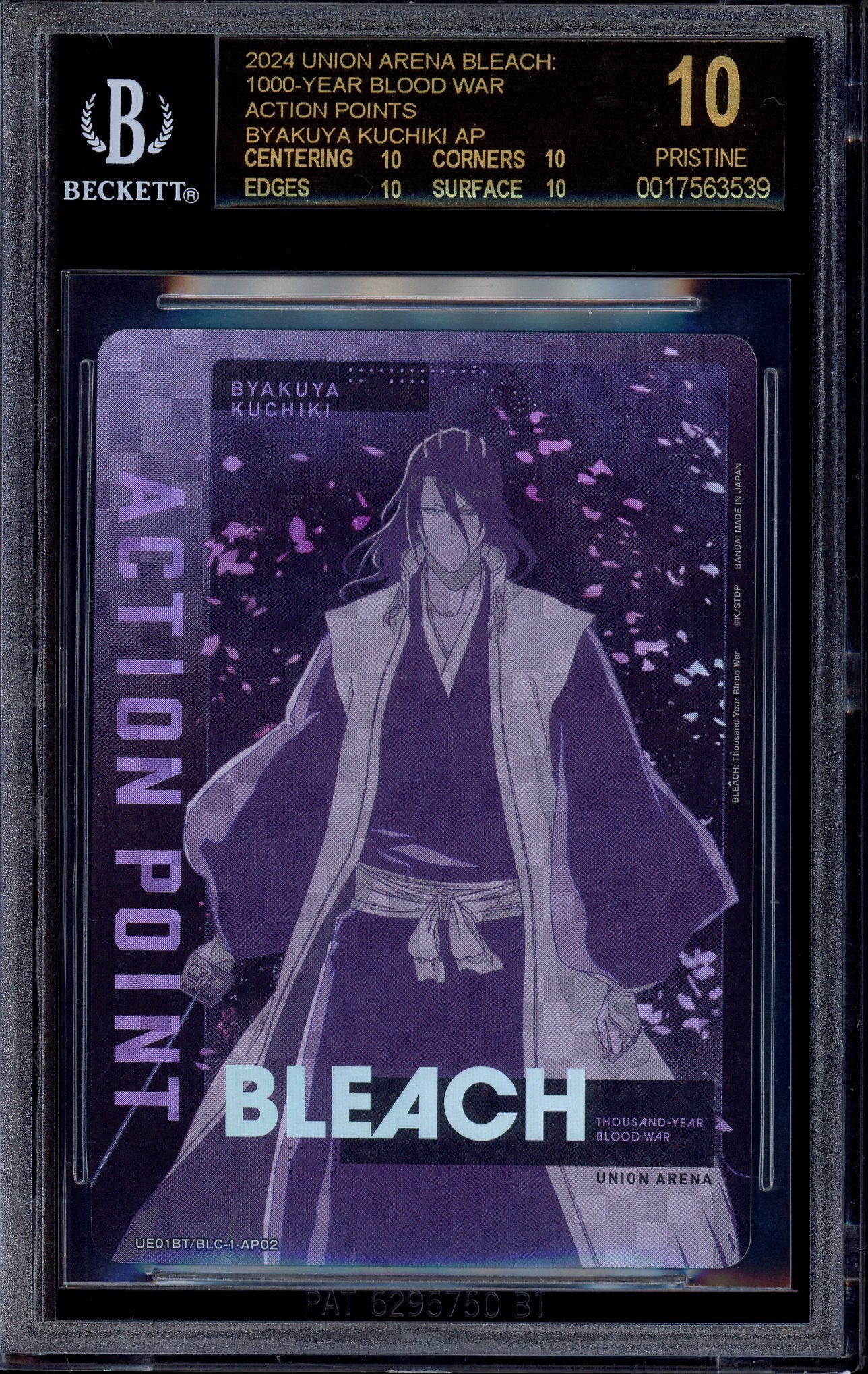 2024 Union Arena Bleach Action Points Byakuya Kuchika UE01BT/BLC-1-AP02 BGS 10 PRISTINE BLACK LABEL