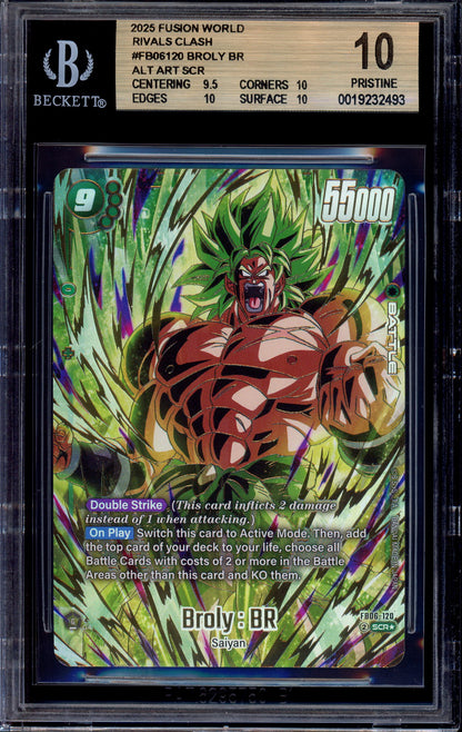 2025 Dragon Ball Super Fusion World Secret Rare Alternate Art Broly BR #FB06-120 BGS 10 PRISTINE