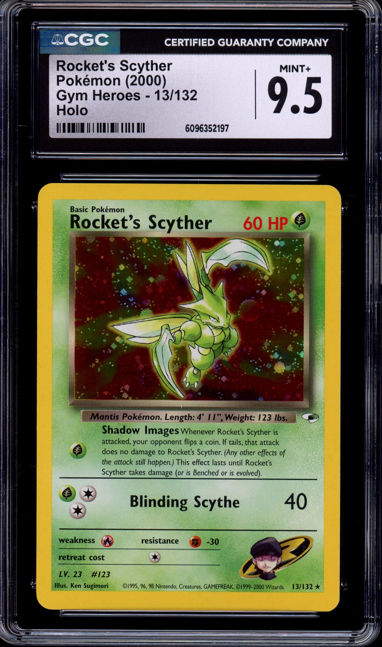 2000 Pokémon Gym Heroes Rocket's Scyther-Holo #14 CGC 9.5 MINT+