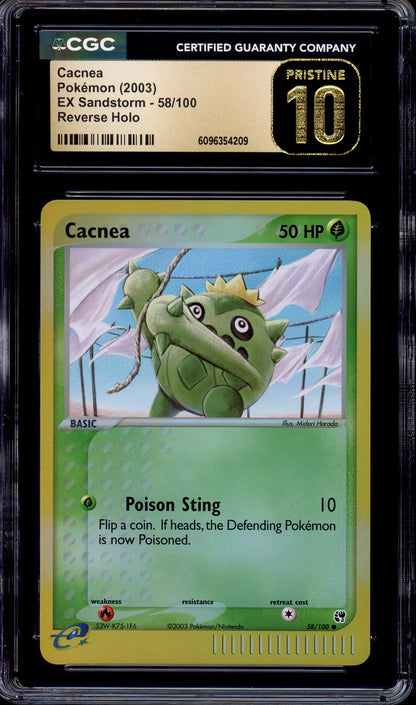 2003 Pokémon EX Sandstorm Cacnea-Reverse Foil #58 CGC 10 PRISTINE