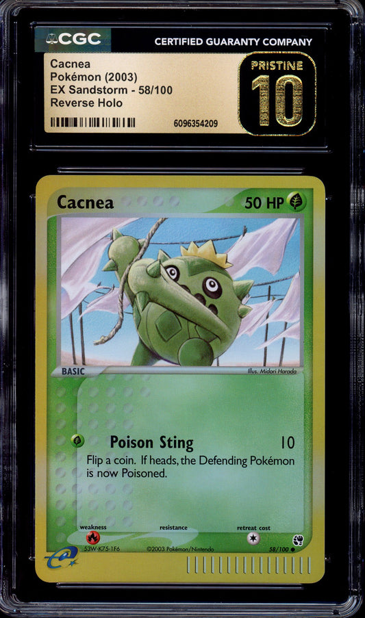 2003 Pokémon EX Sandstorm Cacnea-Reverse Foil #58 CGC 10 PRISTINE