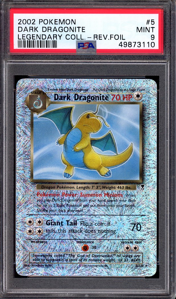 2002 Pokémon Legendary-Collection Dragonite Reverse Foil #5 PSA 9 MINT