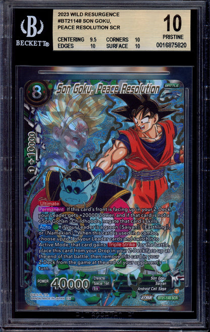 2023 Dragon Ball Super Son Goku, Peace Resolution SCR #BT21-148 BGS 10 PRISTINE
